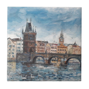 Azulejo De Cerâmica Prag - pintura da ponte de Charles