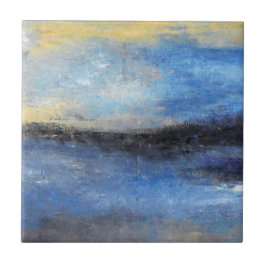 Azulejo De Cerâmica Praia cerâmica do abstrato amarelo azul da praia