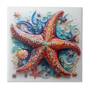 Azulejo De Cerâmica Praia Costeira Náutica de Starfish