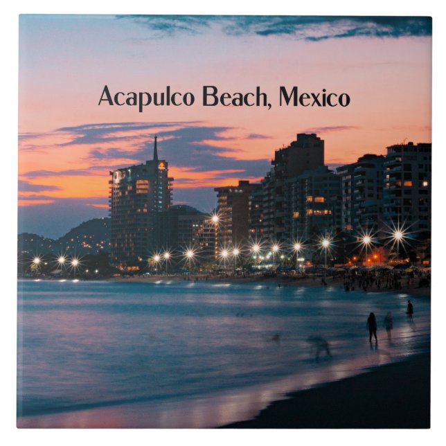 Azulejo De Cerâmica Praia de Acapulco, México (Frente)