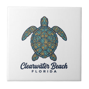 Azulejo De Cerâmica Praia de Clearwater Flórida Tartaruga Marinha Dese
