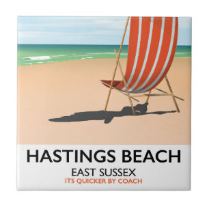 Azulejo De Cerâmica Praia de Hastings, poster do leste das viagens