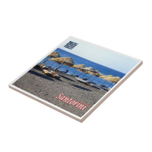 Azulejo De Cerâmica Praia de Lava do zGR082 SANTORINI, Grécia,