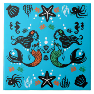 Azulejo De Cerâmica Praia de sereia para crianças