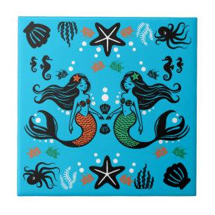 Azulejo De Cerâmica Praia de sereia para crianças