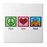 Azulejo De Cerâmica Praia do amor da paz<br><div class="desc">Um sinal de paz,  coração,  e uma praia bonito.</div>