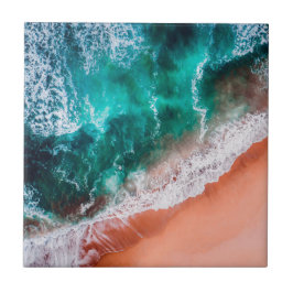 Azulejo De Cerâmica Praia do oceano azul Monograma Mar litoral ombre
