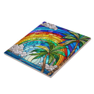 Azulejo De Cerâmica Praia e ondas Arte de Vidro Estreita