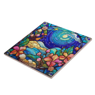 Azulejo De Cerâmica Praia e ondas Arte de Vidro Estreita