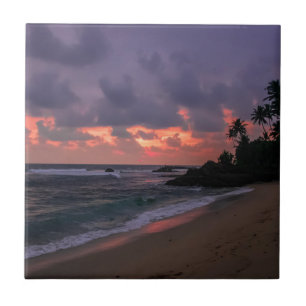 Azulejo De Cerâmica Praia Romântica ao Crepúsculo