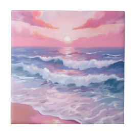 Azulejo De Cerâmica Praia Rosa Arte de Pintura da Costa do Oceano