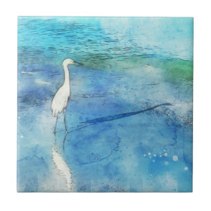 Azulejo De Cerâmica Praia tropical em Azul Aqua Turquoise