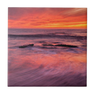 Azulejo De Cerâmica Praia Windansea Pôr do Sol Vermelho
