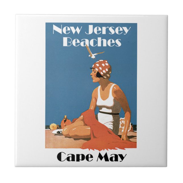 Azulejo De Cerâmica Praias de Nova Jersey ~ Cape May (Frente)