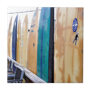 Azulejo De Cerâmica Prancha do vintage na praia de Montauk