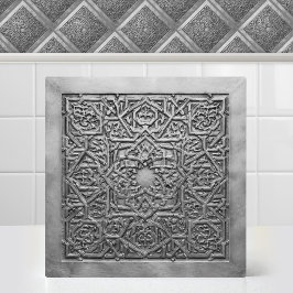 Azulejo De Cerâmica Prata Antiga Arabesco Marroquino Geométrico