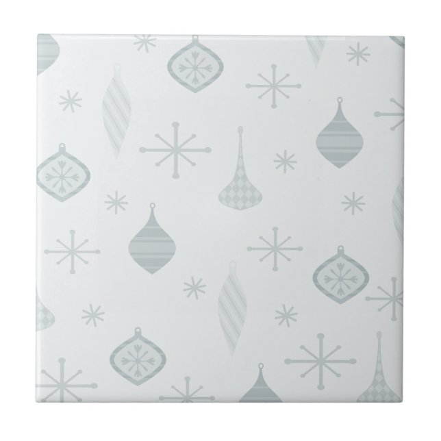 Azulejo De Cerâmica Prata de Enfeites de natal Retroativos (Frente)