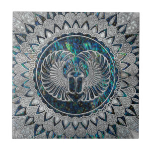 Azulejo De Cerâmica Prata e olmo egípcios do besouro do escaravelho