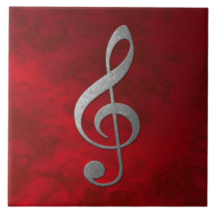 Azulejo De Cerâmica "prateie" o clef de triplo - vermelho - para sua