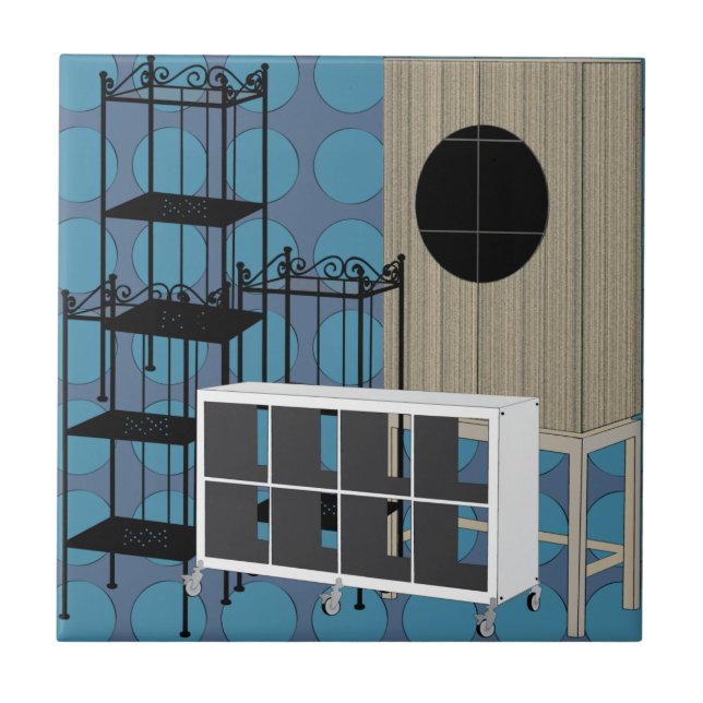 Azulejo De Cerâmica Prateleiras de móveis Ikea prateleiras azuis (Frente)