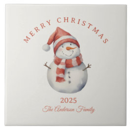 Azulejo De Cerâmica Prática de Natal com aquarela personalizada