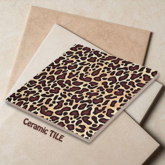 Azulejo De Cerâmica Prato Castanho-Leopardo -