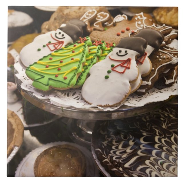 Azulejo De Cerâmica Prato de Biscoitos Frescos de Natal (Frente)