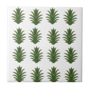 Azulejo De Cerâmica Prato de Papel Botânico de Folha Verde Minimalista