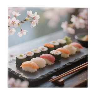 Azulejo De Cerâmica Prato de Sushi Flor de Cerejeira