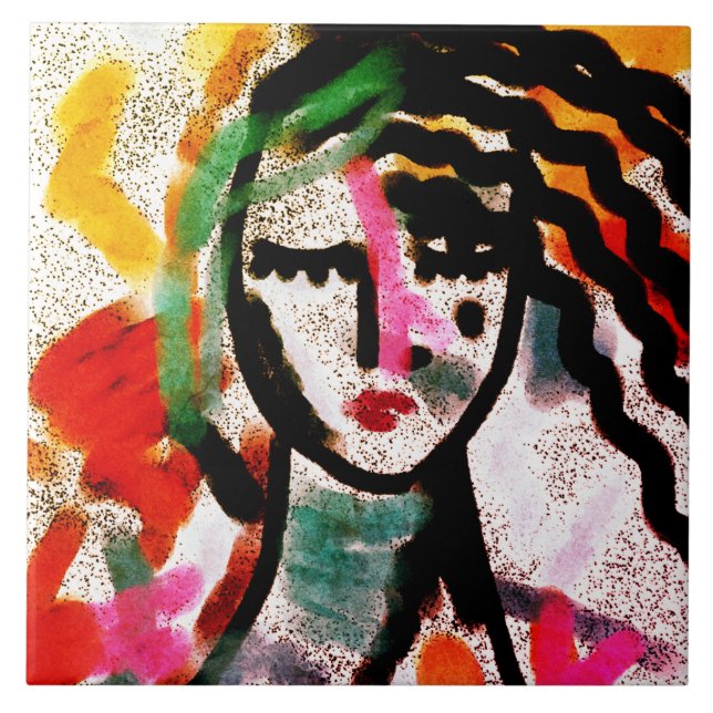 Azulejo De Cerâmica Preciso de uma Abstrato de arte original de Vaca (Frente)