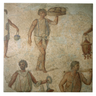 Azulejo De Cerâmica Preparações para um banquete, fragmento do
