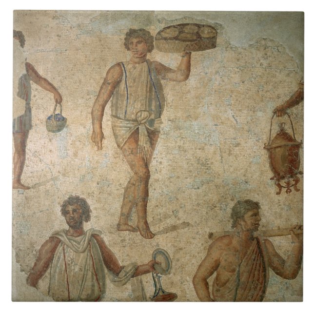 Azulejo De Cerâmica Preparações para um banquete, fragmento do (Frente)