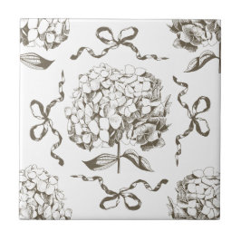 Azulejo De Cerâmica Preppy Hydrangea Arco Beige Sem Olhos Padrão