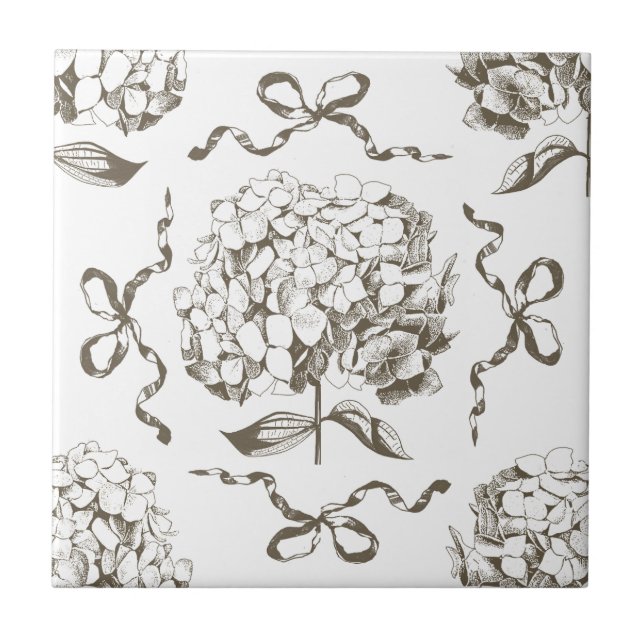 Azulejo De Cerâmica Preppy Hydrangea Arco Beige Sem Olhos Padrão (Frente)