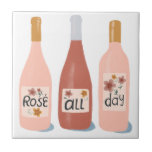 Azulejo De Cerâmica presente de amantes de vinho do rosa All Day<br><div class="desc">Veja este azulejo incrível com uma ilustração divertida sobre vinho. Personalize com o seu texto. Veja meu compro para mais designs e cores também!</div>