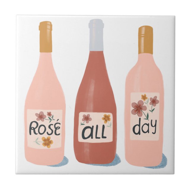 Azulejo De Cerâmica presente de amantes de vinho do rosa All Day (Frente)