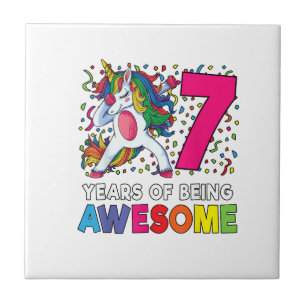 Azulejo De Cerâmica Presente de Aniversário de 7 Anos Unicórnio Dabbin
