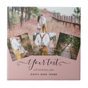 Azulejo De Cerâmica Presente de foto de casamento de recém-casados ros