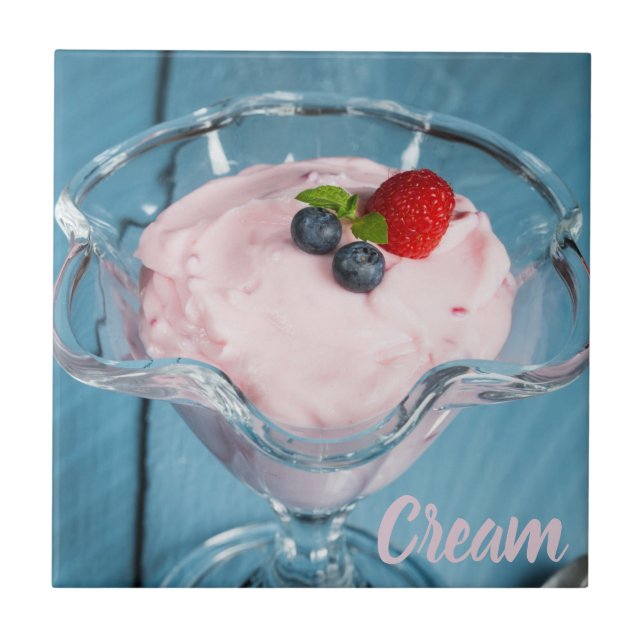 Azulejo De Cerâmica Presente de framboesa com hortelã e fruta (Frente)