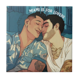 Azulejo De Cerâmica Presente de Ilustração de Gay de Miami