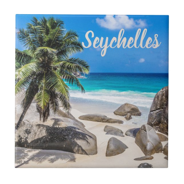 Azulejo De Cerâmica Presente de praia Mahe Seychelles Carana (Frente)
