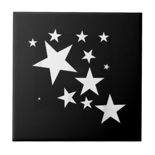 Azulejo De Cerâmica Presente de Roupa com Desenho de Estrelas Brancas