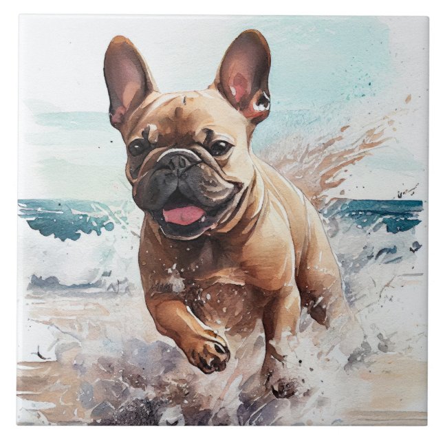 Azulejo De Cerâmica Presente do Bulldog Francês (Frente)