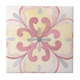 Azulejo De Cerâmica Presente feminina boêmica Padrão floral Watercolor