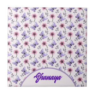 Azulejo De Cerâmica Presente Floral Borboleta Primavera Personalizado