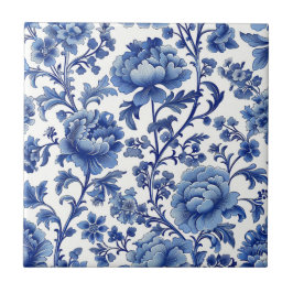 Azulejo De Cerâmica Presente para Eterno doméstico azul e branco Flora