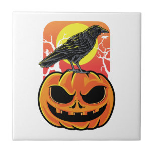 Azulejo De Cerâmica Presente para Observador de Pássaros no Halloween
