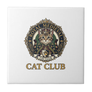 Azulejo De Cerâmica Presente Real Medieval Gato Pai Idéia - Real Medie