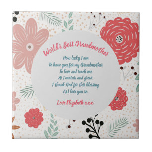 Azulejo De Cerâmica PRESENTE - Vovó Poemas De Netos - PERSONALIZADO