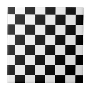 Azulejo De Cerâmica Presentes Checkered preto e branco do teste padrã
